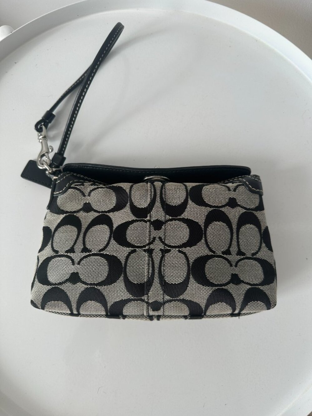 Coach Y2K Signature Jacquard Turn Lock Mini Bag or Wristlet Black & Gray - Picture 6 of 10